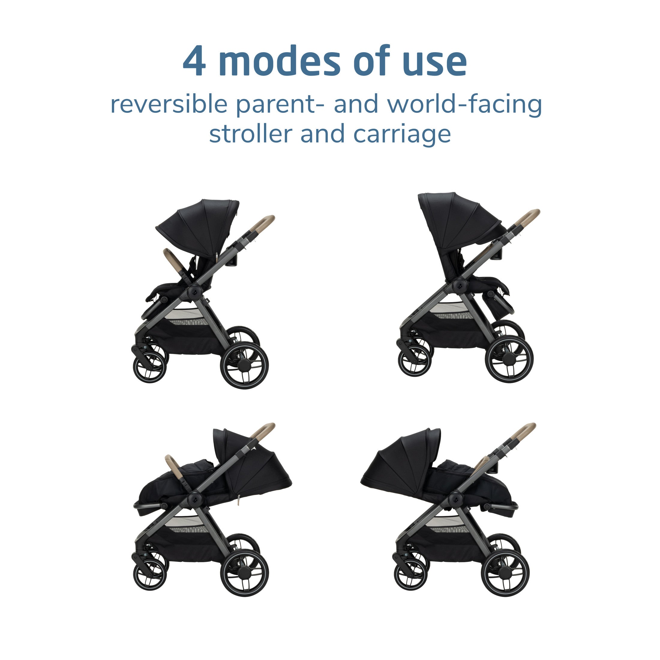 Oxford Modular Stroller with Peri 180° Rotating Infant Car Seat in Black