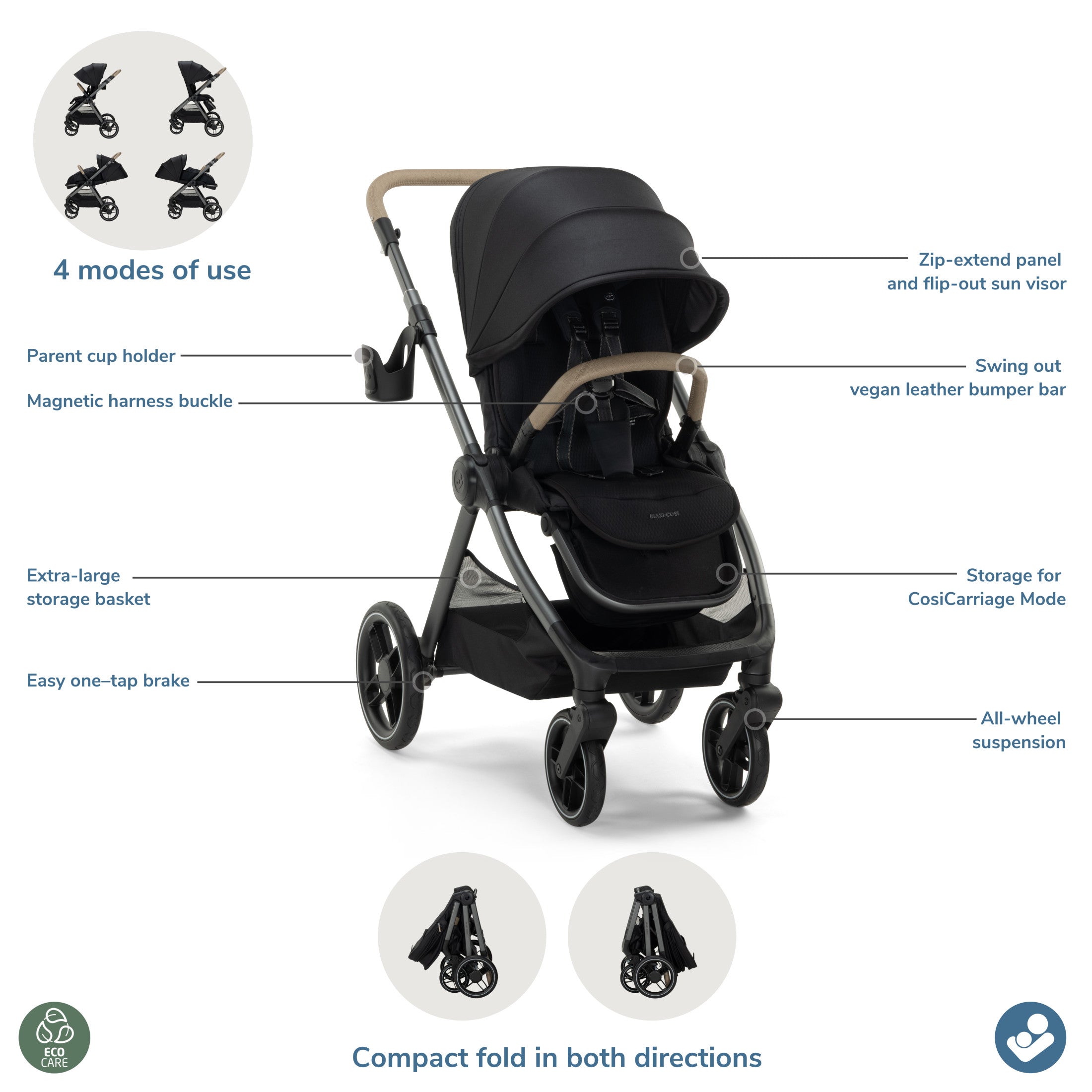 Oxford Modular Stroller with Mico® Pro Infant Car Seat in Black – Maxi-Cosi