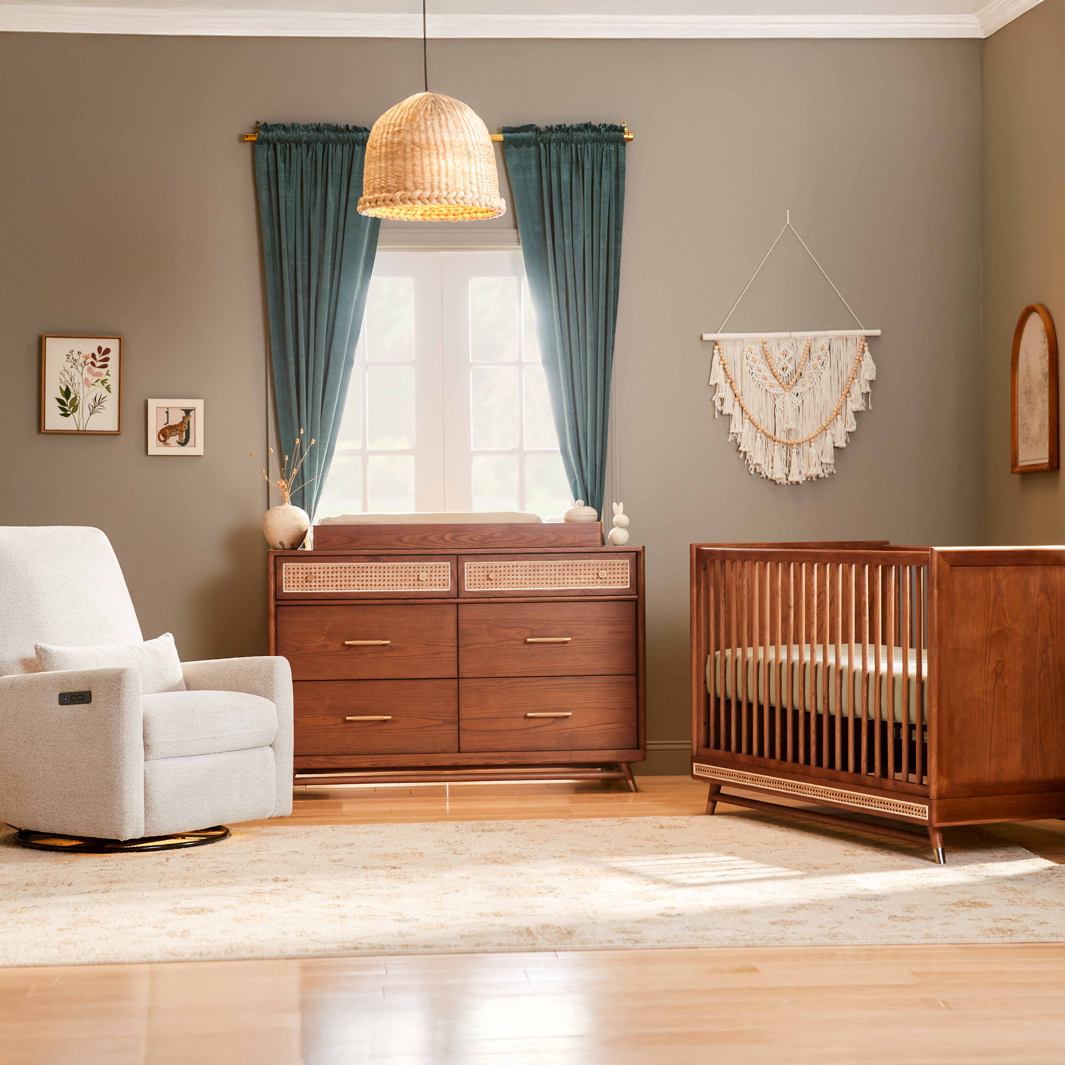 mid century modern crib and dresser Mid-Century Nursery DaVinci Baby