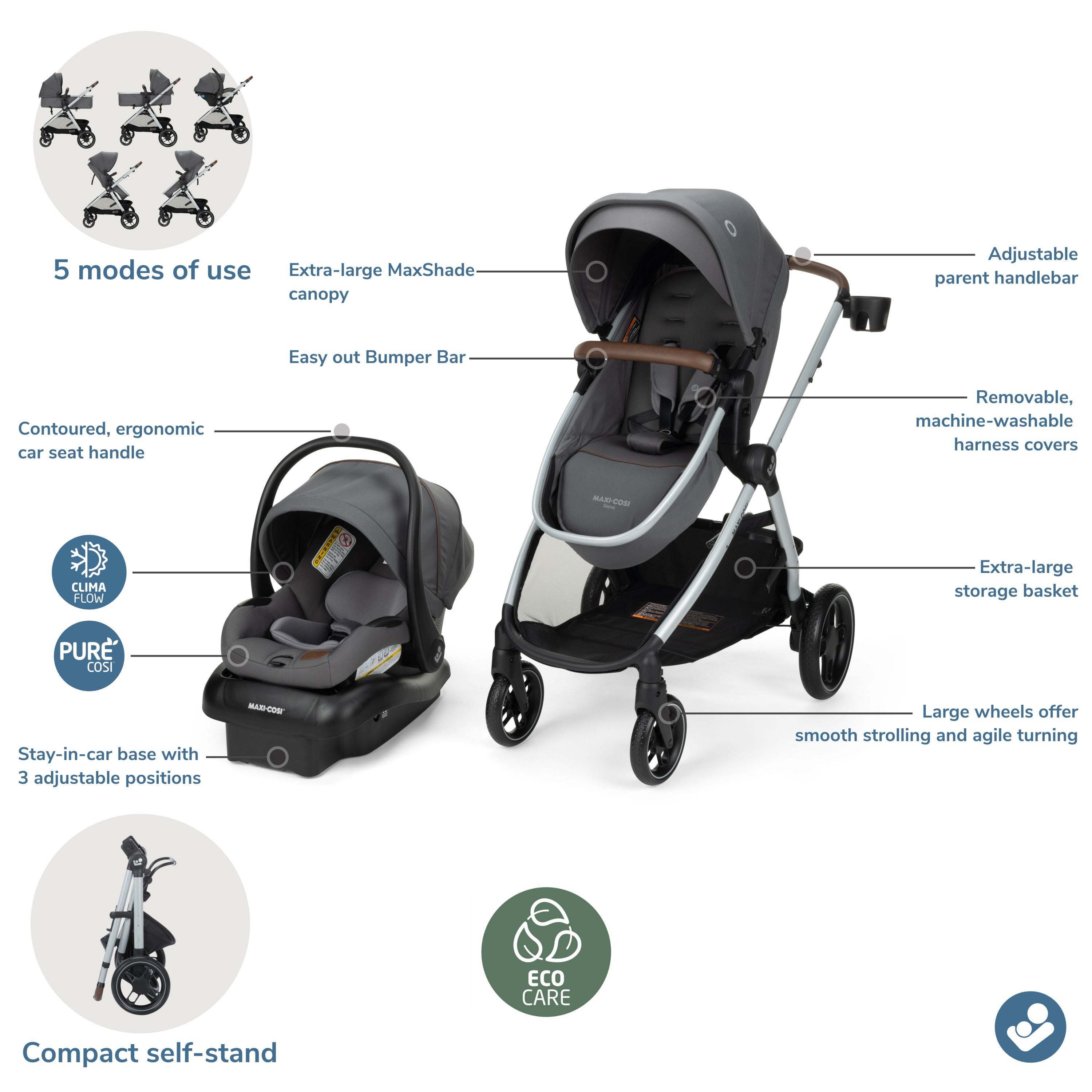 Maxi-cosi Siena Luxe Modular Travel System, Travertine