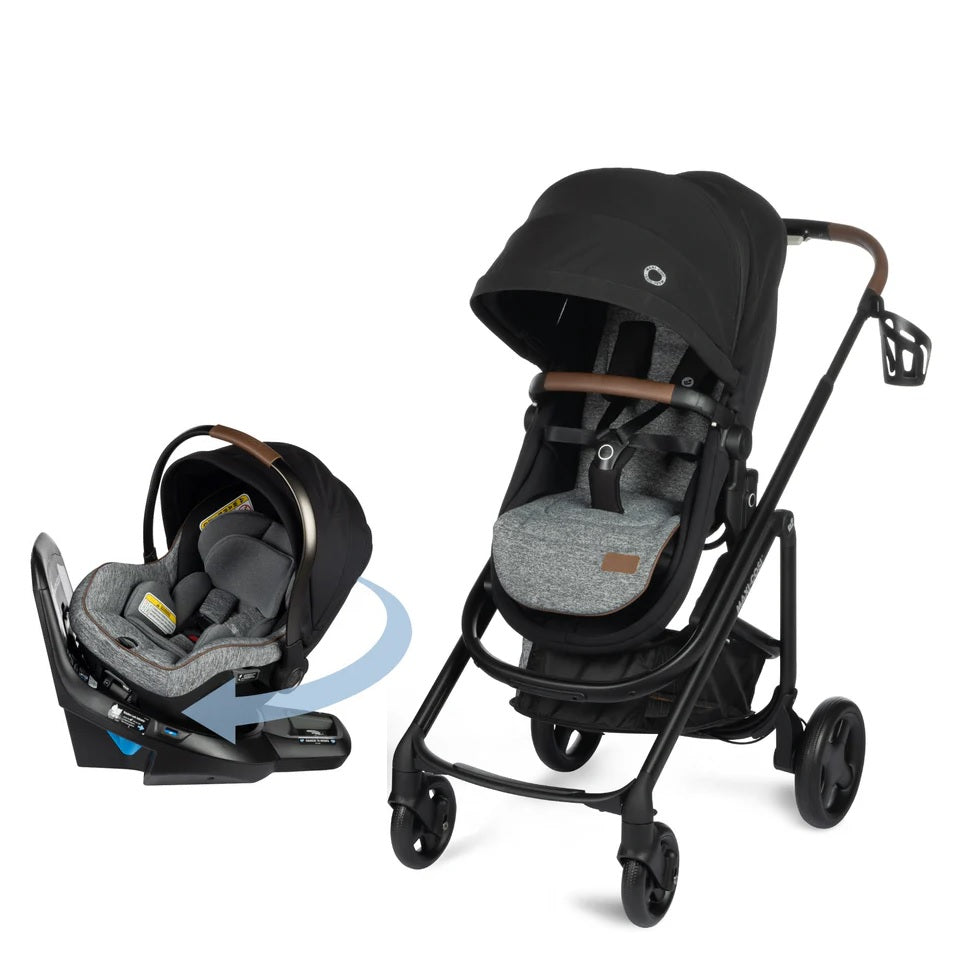 Tayla Max Peri 180 Rotating Infant Car Seat Travel System in Onyx W Maxi Cosi