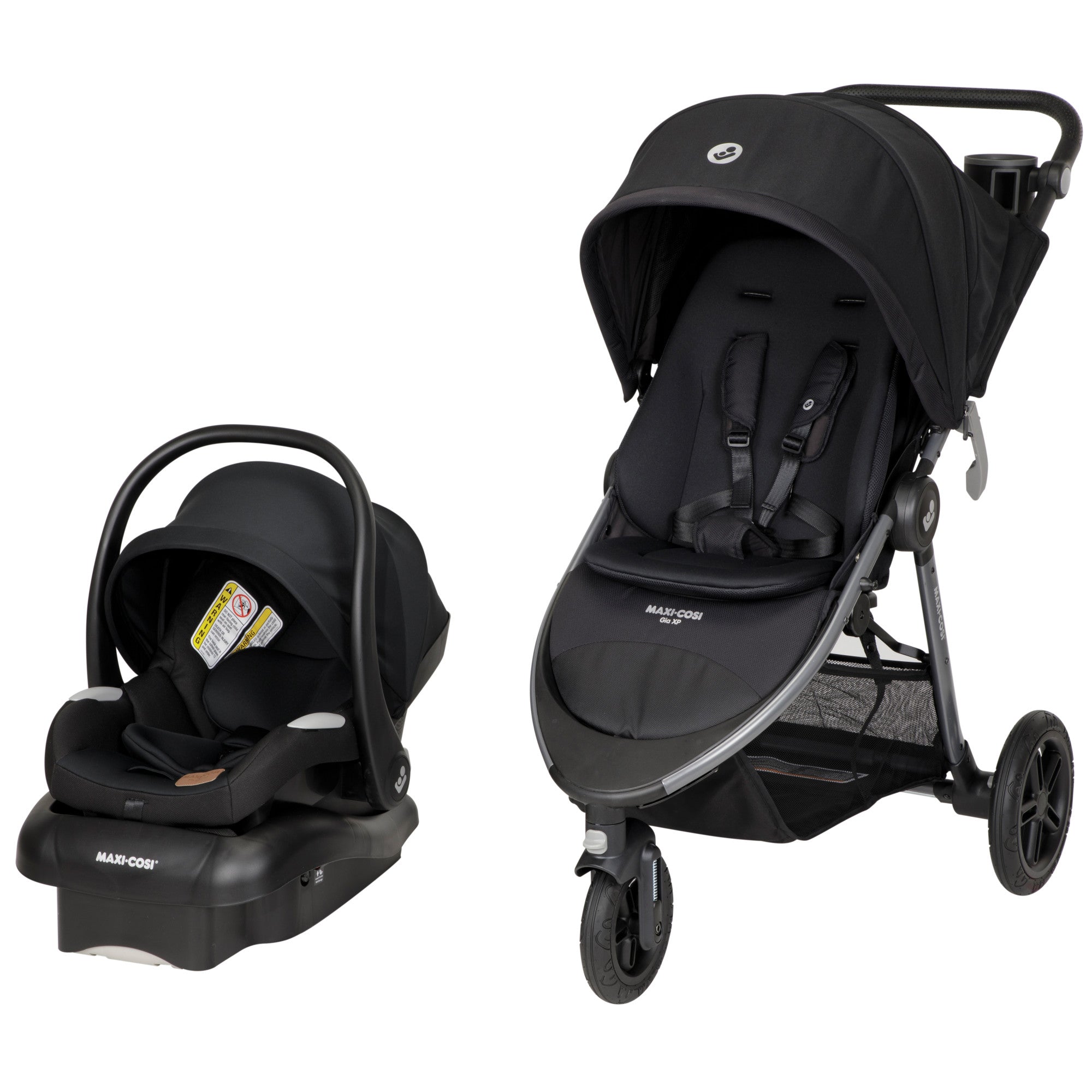 Gia XP Luxe 3-Wheel Travel System - Midnight Black