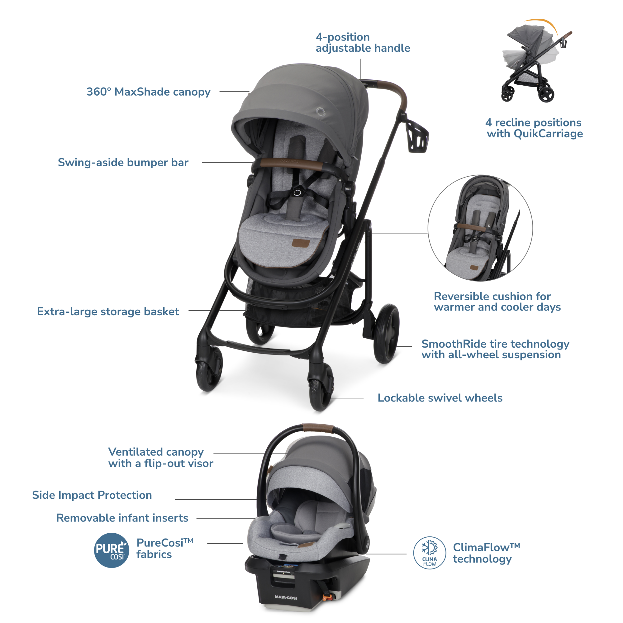 car seat with wheels and handle