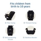 Kani 4-in-1 Convertible Car Seat - fits children from birth to 10 years: rear-facing, forward-facing, belt-positioning booster, backless booster