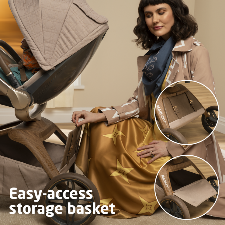 Tana 360° Rotating Modular Stroller with Carriage Accessory in Natural ...