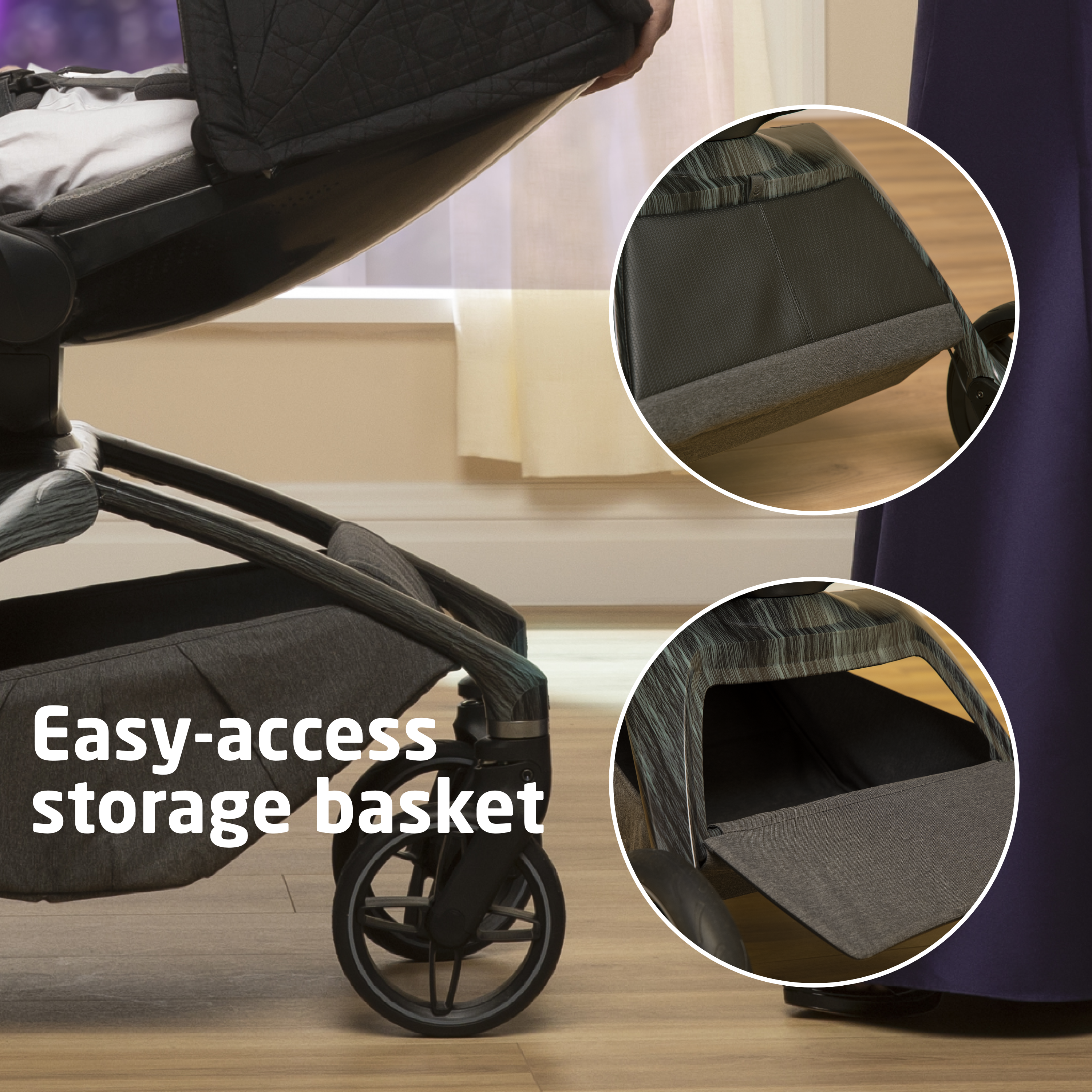 Tana Stroller - easy-access storage basket