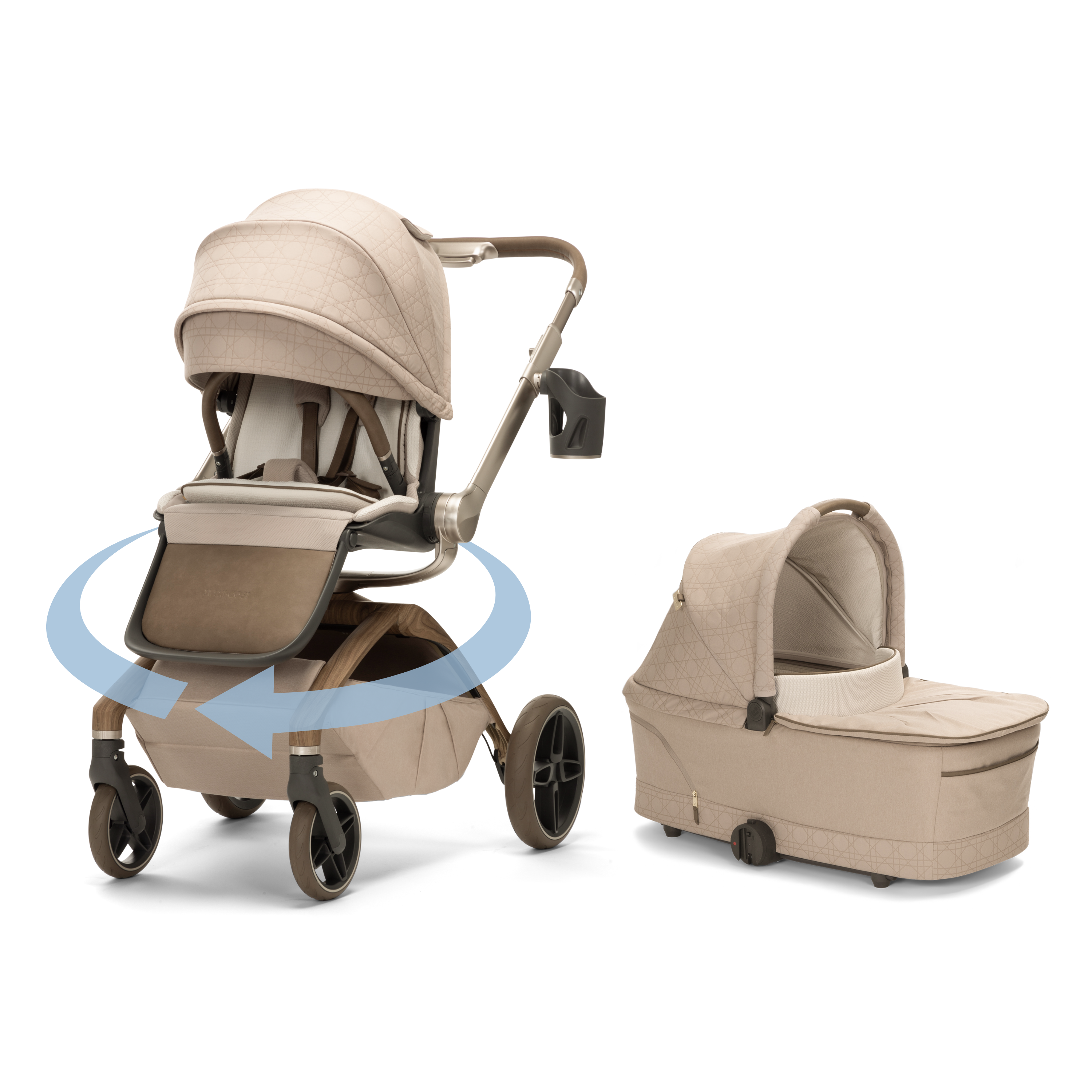 Tana 360° Rotating Modular Stroller with Carriage Accessory in Natural Heritage