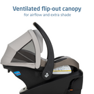 Mico® Pro+ Infant Car Seat - ventilated flip-out canopy for airflow and extra shade