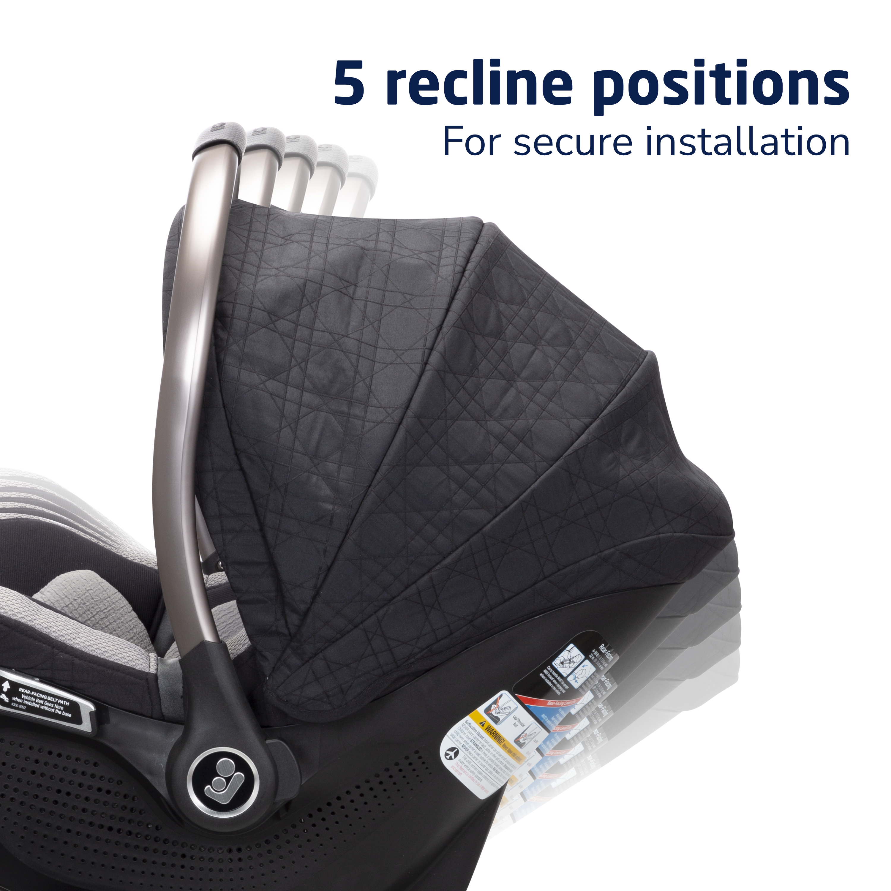 Peri™ 180° Rotating Infant Car Seat - 5 recline positions for secure installation