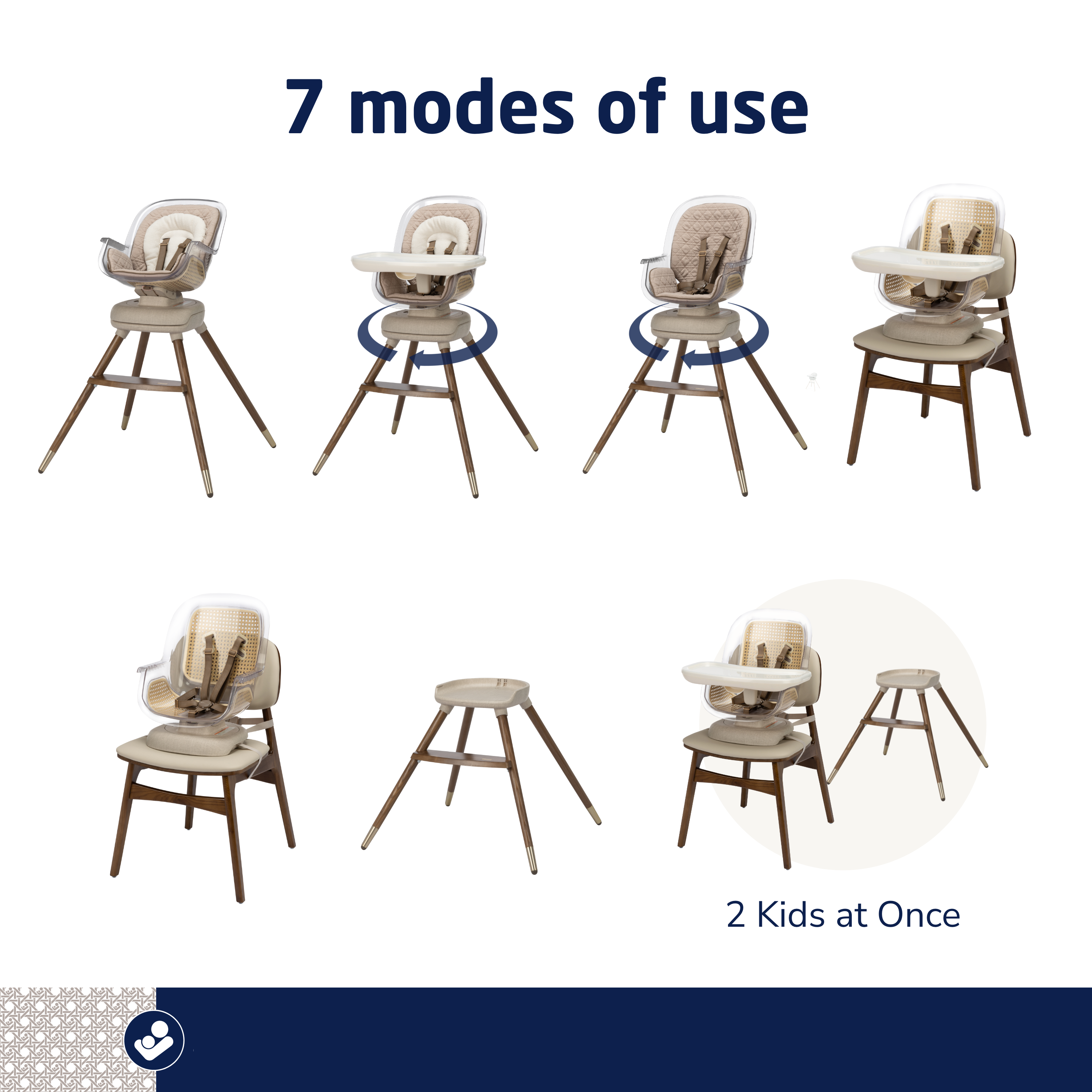 Kiskadee 360° Rotating High Chair - 7 modes of use