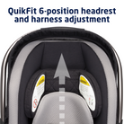 Peri™ 180° Rotating Infant Car Seat - QuikFit 6-position headrest and harness adjustment