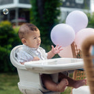 Moa 8-in-1 High Chair - Essential Graphite - 45 degree angle view of left side