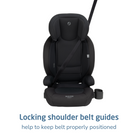 RodiSport Booster Car Seat - locking shoulder belt guides help to keep belt properly positioned