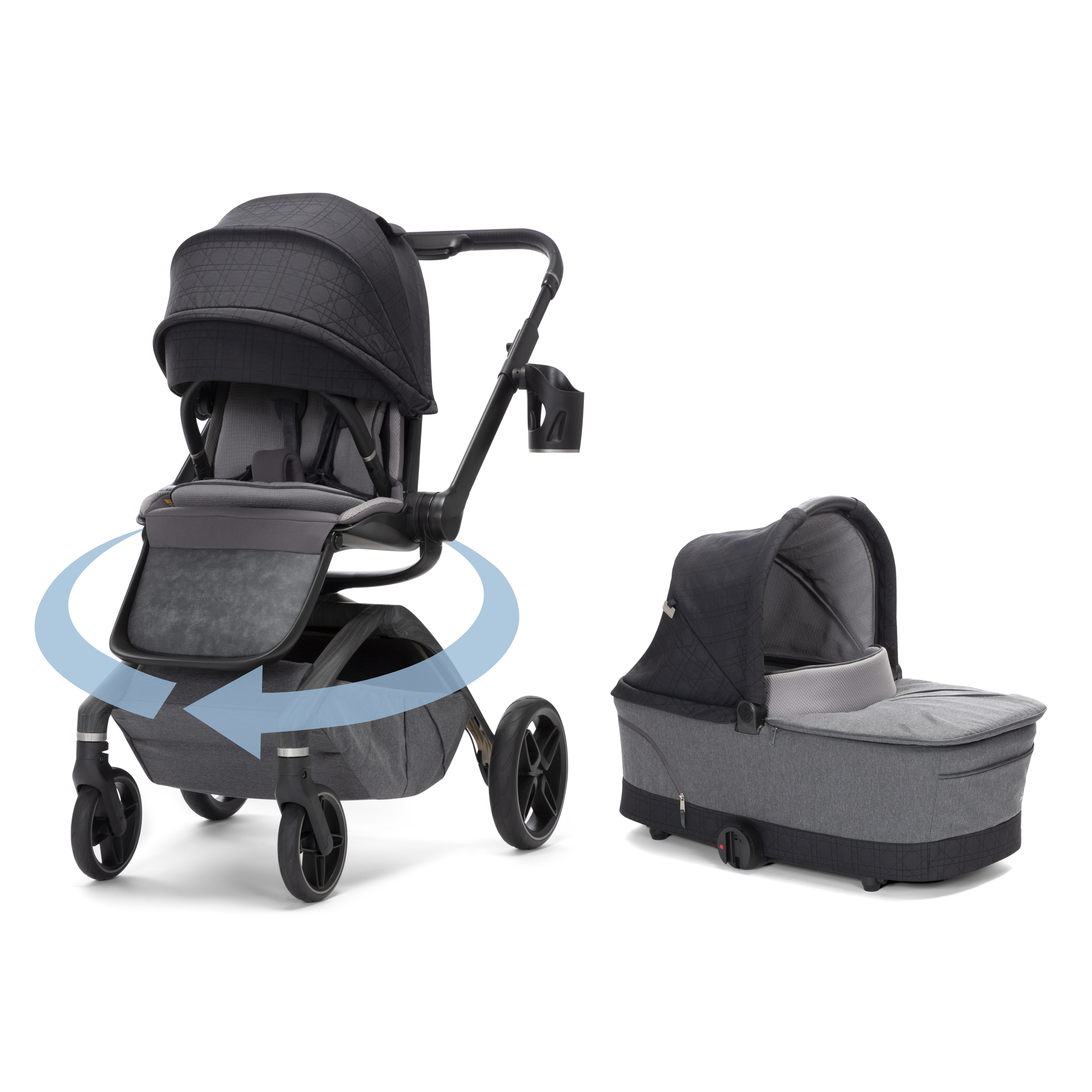 Tana 360 Rotating Modular Stroller with Carriage Accessory in Onyx Heritage