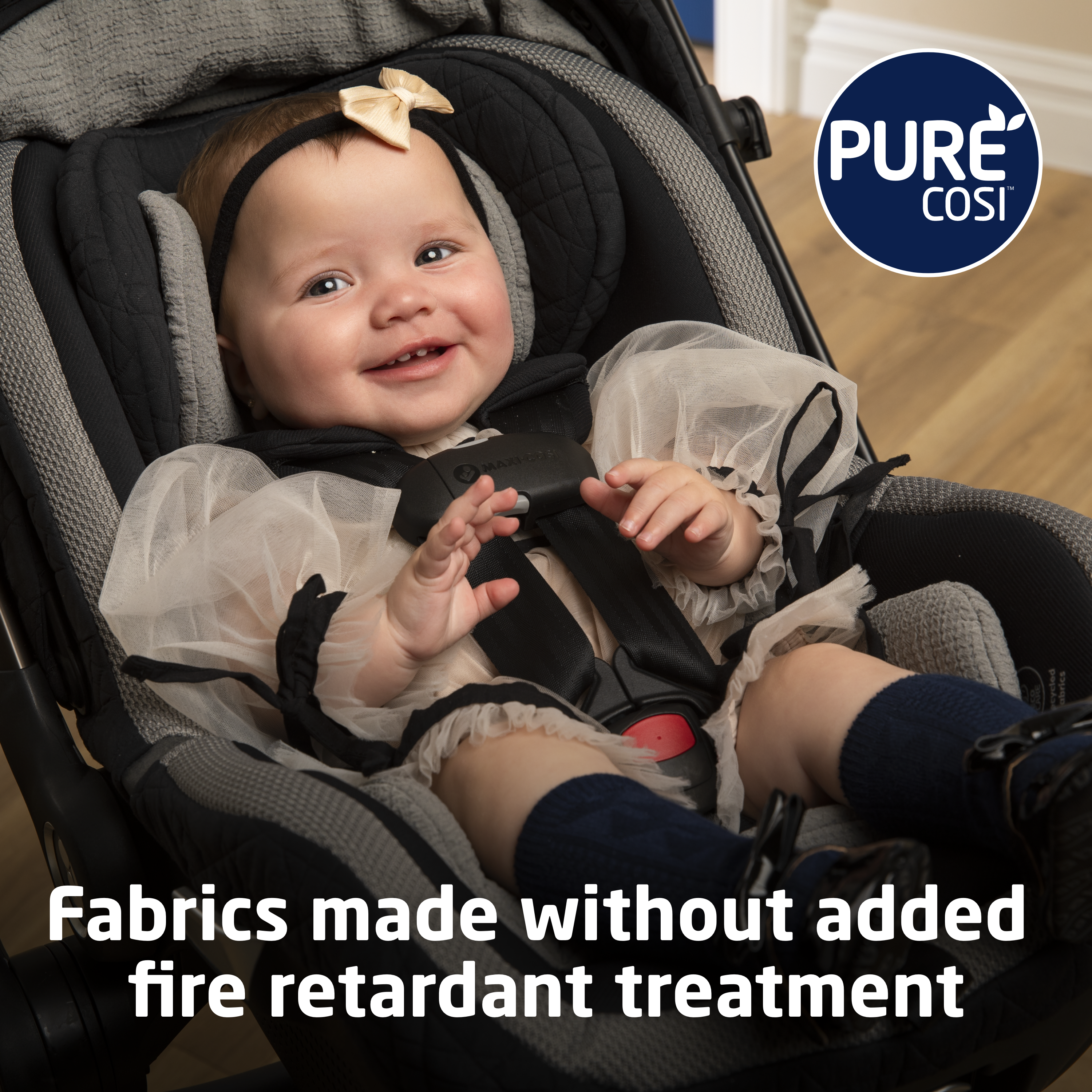 Peri™ 180° Rotating Infant Car Seat - fabrics made without added fire retardant treatment