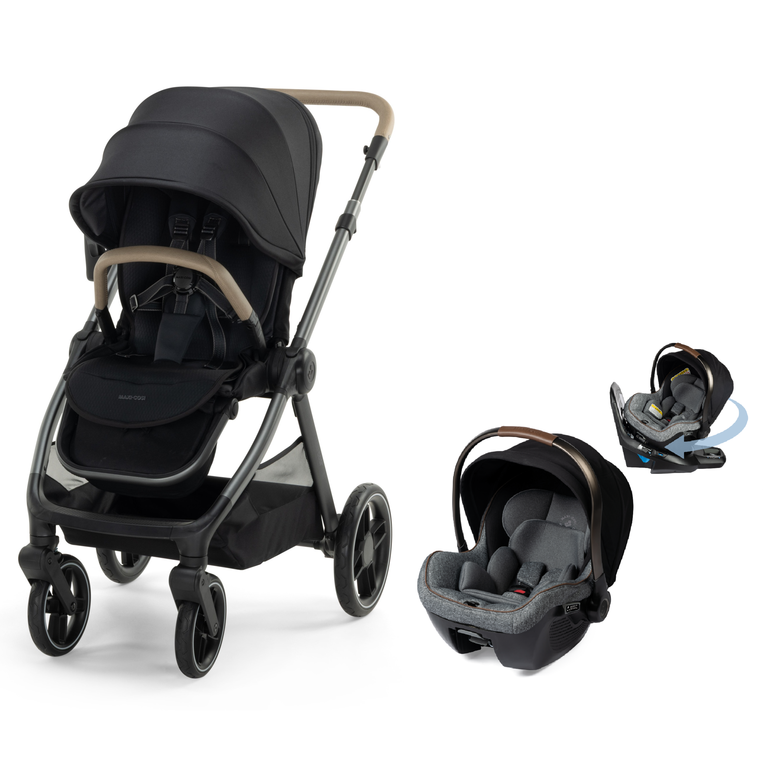 maxi cosi adorra stroller adapter Oxford Modular Stroller with Peri 180° Rotating Infant Car Seat in Black