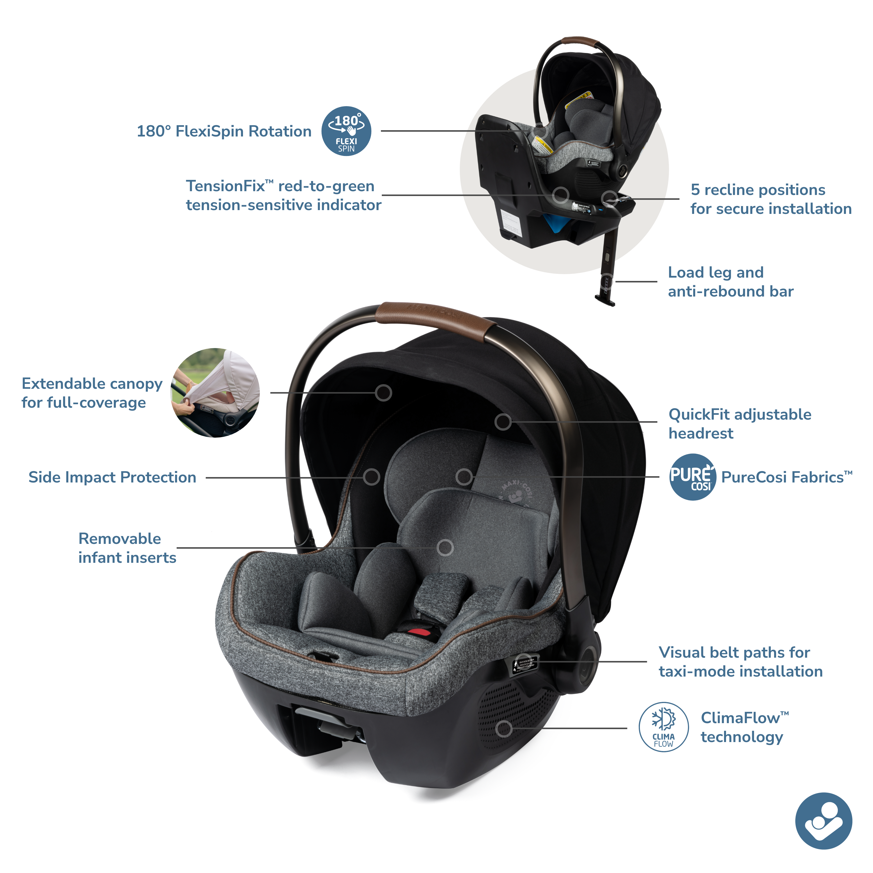 Tayla™ Max Peri™ 180° Rotating Infant Car Seat Travel System in Onyx Wonder