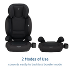 RodiSport Booster Car Seat - 2 modes of use converts easily to backless booster mode