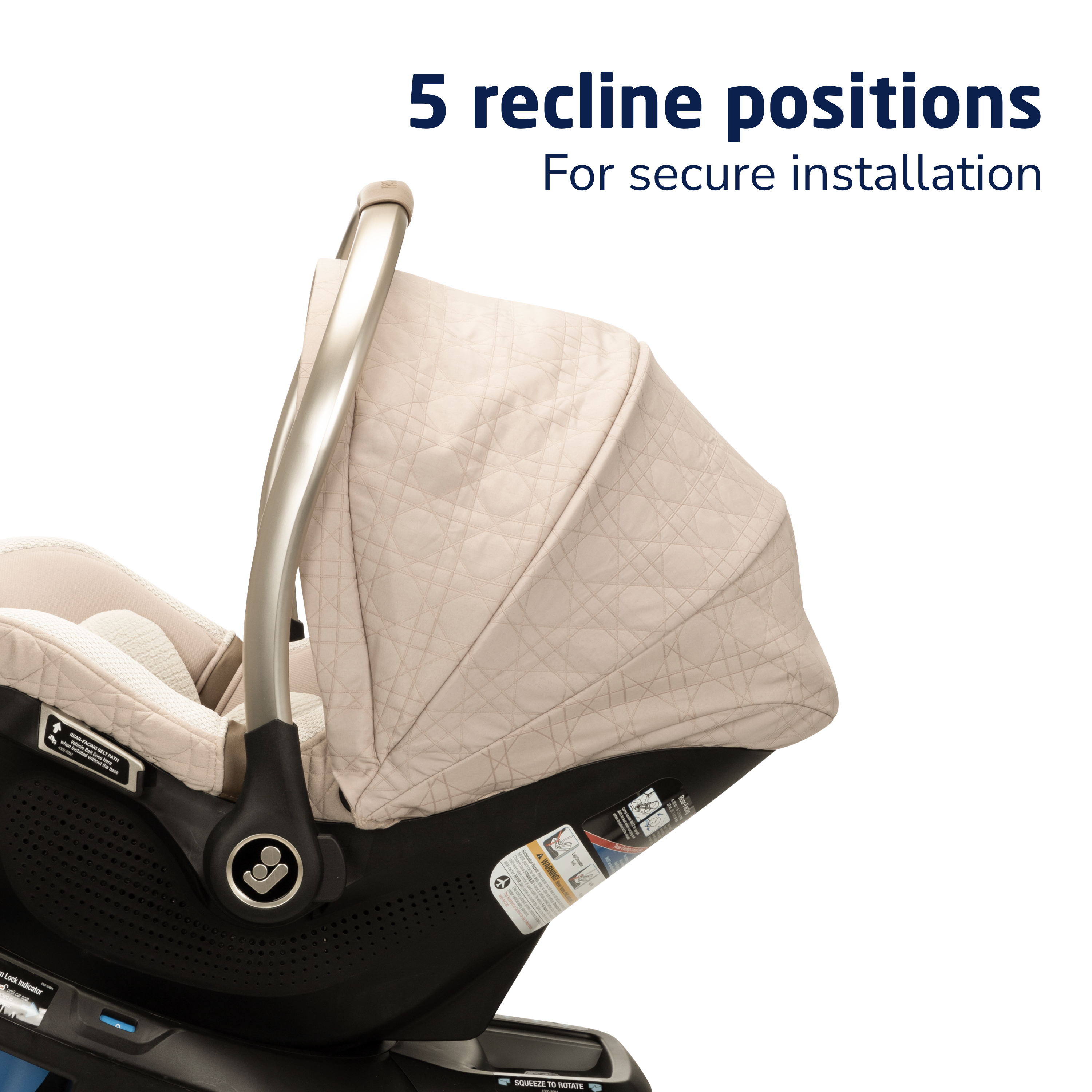 Peri™ 180° Rotating Infant Car Seat - 5 recline positions for secure installation