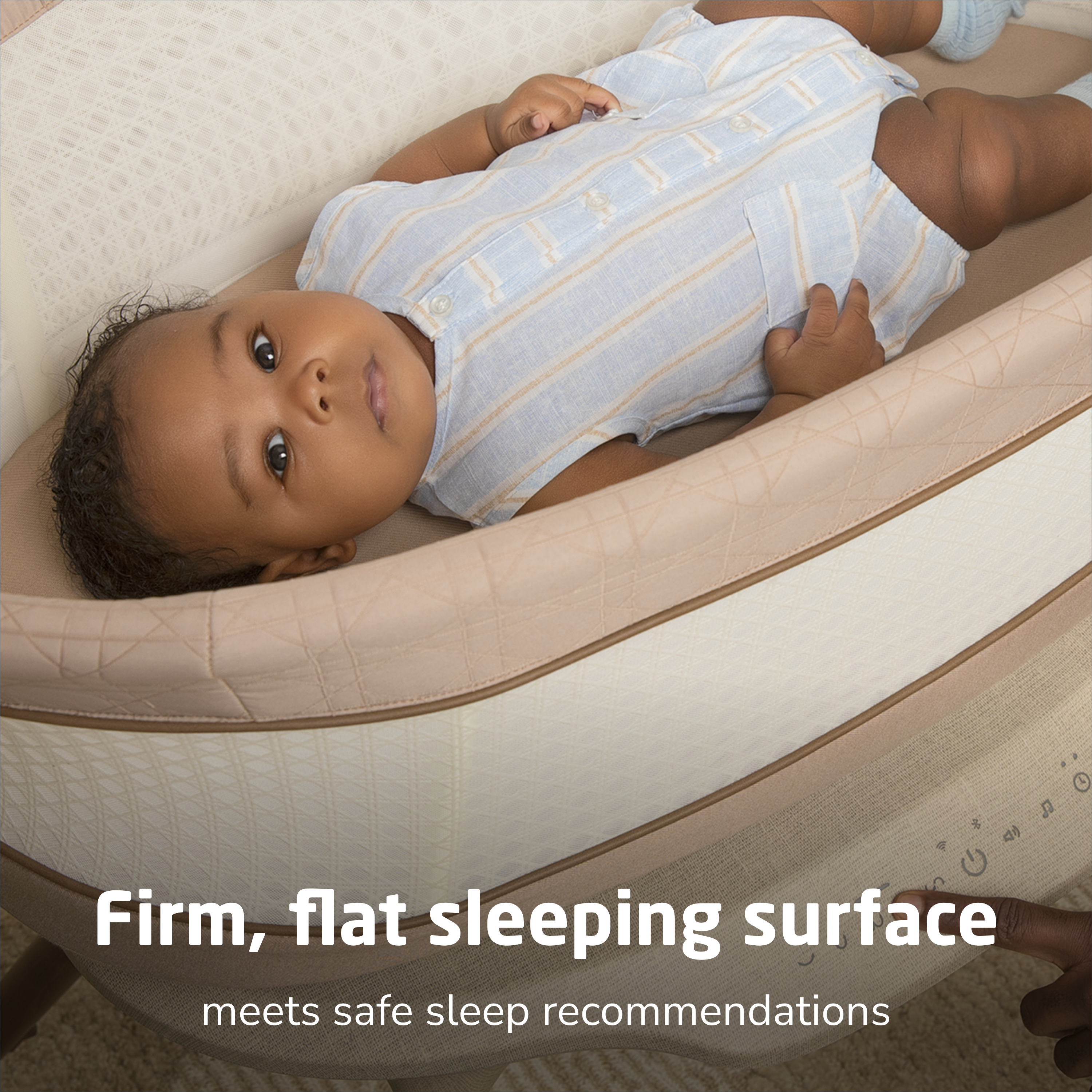 Starling Smart Bassinet - firm, flat sleeping surface meets safe sleep recommendations