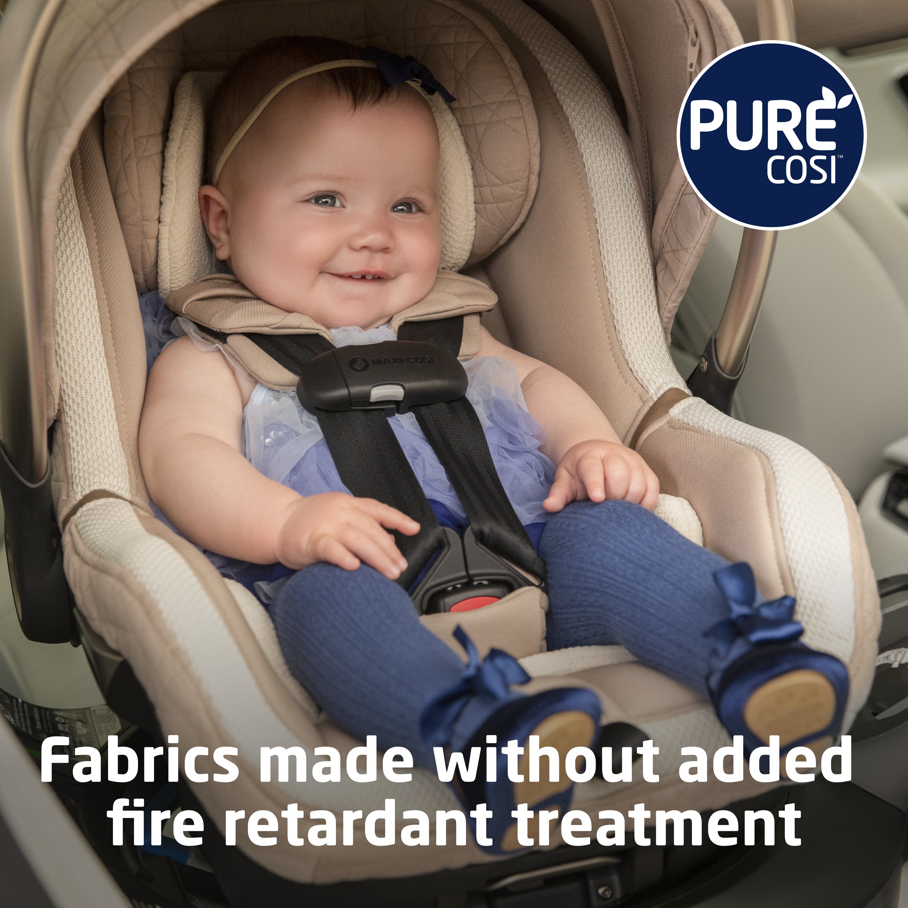 Peri™ 180° Rotating Infant Car Seat - fabrics made without added fire retardant treatment