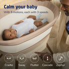 Starling Smart Bassinet - calm your baby with 5 motions, each with 3 speeds. Cradle, sway, flutter, cascade, zephyr