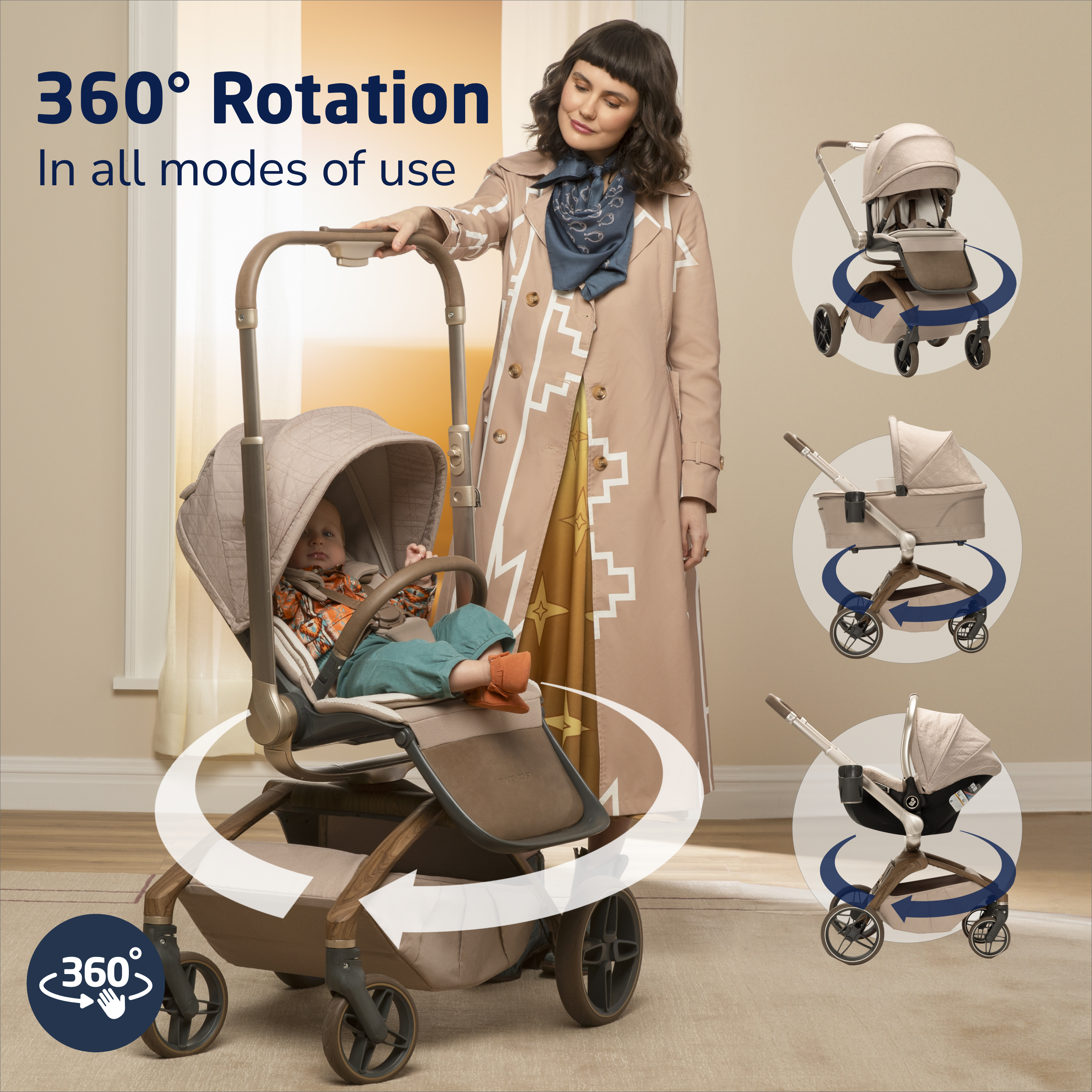 Tana 360° Rotating Modular Stroller - 360 rotation in all modes of use